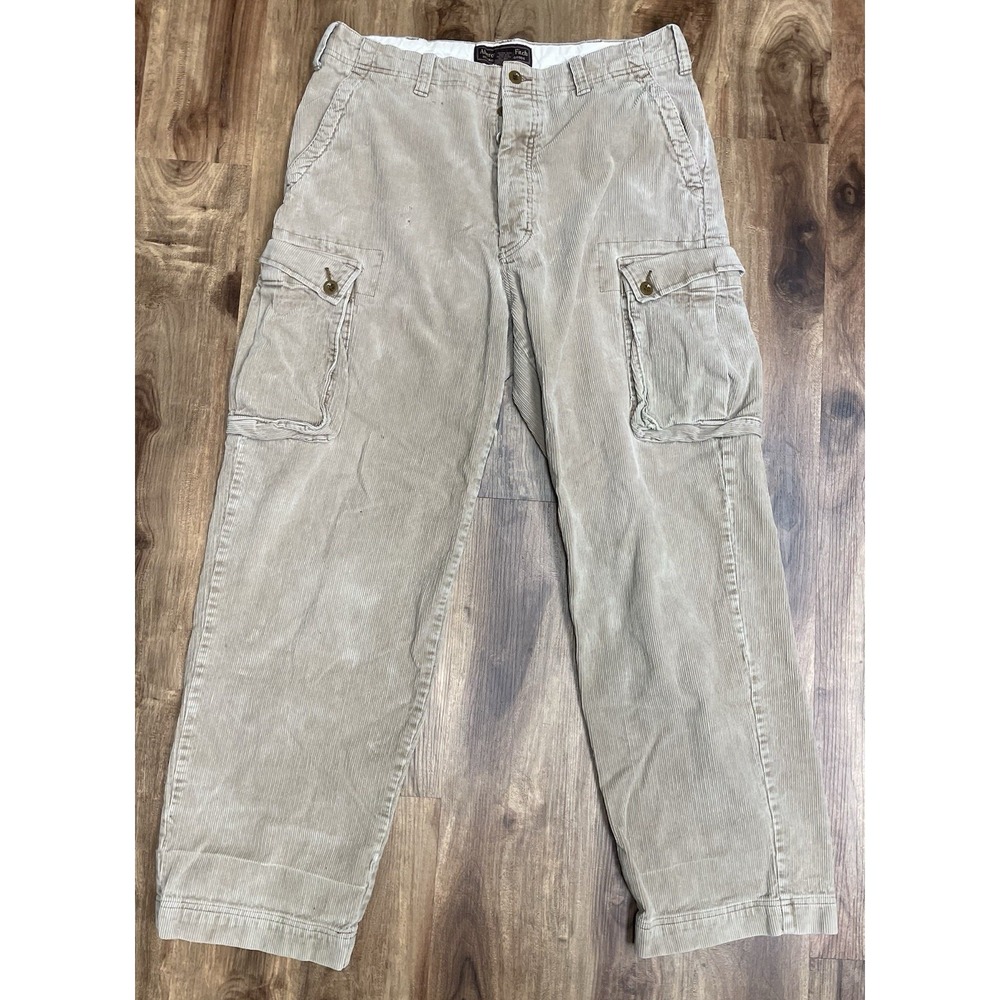 Abercrombie Fitch Pants Men 36x30.5 Fly Button Trousers Cargo Corduroy Vintage